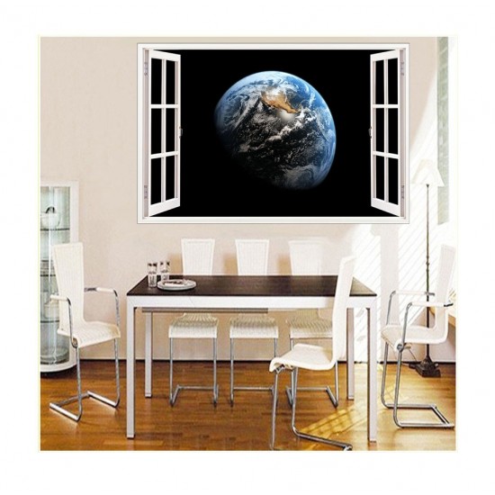 Sticker decorativ, fereastra 3D,  Planeta, 85 cm, 1036STK