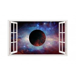 Sticker decorativ, fereastra 3D,  Planeta, 85 cm, 1043STK