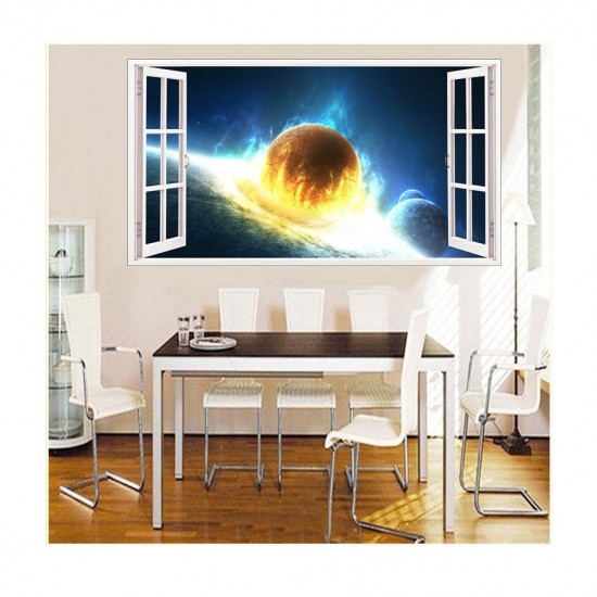 Sticker decorativ, fereastra 3D,  Planeta, 85 cm, 1044STK
