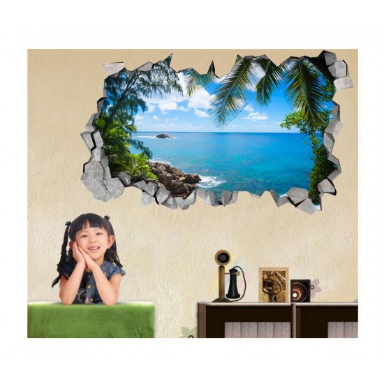 Sticker decorativ, gaura in perete 3D,  Mare, 85 cm, 181STK-1