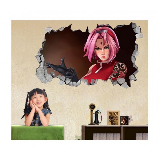 Sticker decorativ, gaura in perete 3D,  Naruto, 85 cm, 1029STK-1