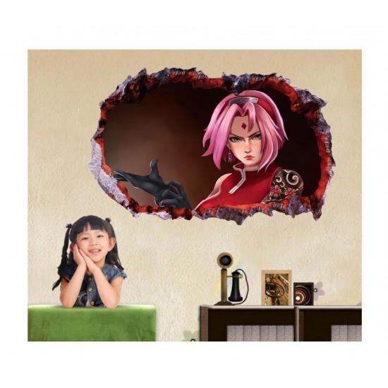 Sticker decorativ, gaura in perete 3D,  Naruto, 85 cm, 1029STK