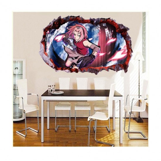 Sticker decorativ, gaura in perete 3D,  Naruto, 85 cm, 1031STK-1