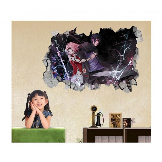 Sticker decorativ, gaura in perete 3D,  Naruto, 85 cm, 1032STK