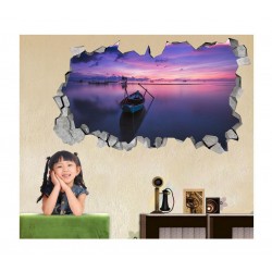 Sticker decorativ, gaura in perete 3D,  Ocean, 85 cm, 179STK-1
