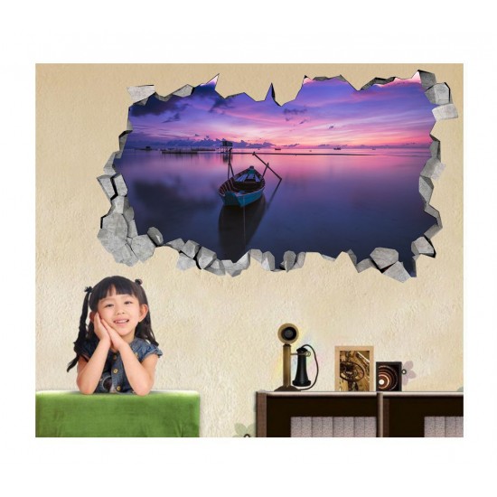 Sticker decorativ, gaura in perete 3D, Ocean, 85 cm, 179STK-1 Sticker decorativ, gaura in perete 3D, Ocean, 85 cm, 179STK-1