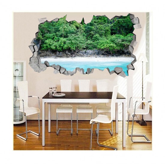 Sticker decorativ, gaura in perete 3D,  Padure, 85 cm, 182STK-1