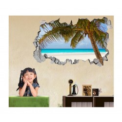 Sticker decorativ, gaura in perete 3D, Plaja, 85 cm, 166STK-1 Sticker decorativ, gaura in perete 3D, Plaja, 85 cm, 166STK-1