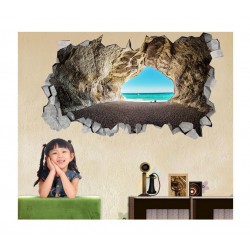 Sticker decorativ, gaura in perete 3D, Plaja, 85 cm, 167STK-1 Sticker decorativ, gaura in perete 3D, Plaja, 85 cm, 167STK-1