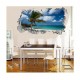Sticker decorativ, gaura in perete 3D,  Plaja, 85 cm, 174STK-2