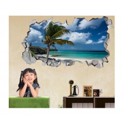 Sticker decorativ, gaura in perete 3D, Plaja, 85 cm, 174STK-2 Sticker decorativ, gaura in perete 3D, Plaja, 85 cm, 174STK-2