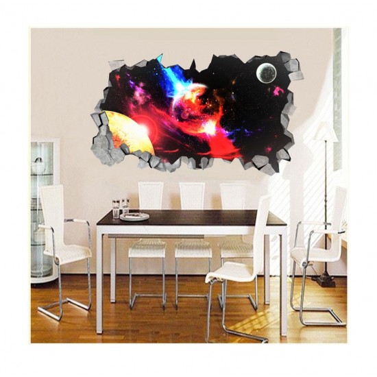 Sticker decorativ, gaura in perete 3D,  Planeta, 85 cm, 1033STK