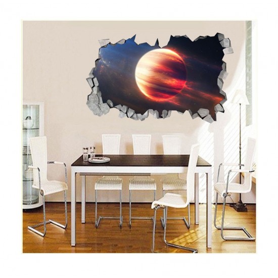 Sticker decorativ, gaura in perete 3D,  Planeta, 85 cm, 1041STK-2