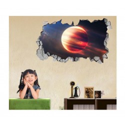 Sticker decorativ, gaura in perete 3D,  Planeta, 85 cm, 1041STK-2