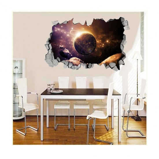 Sticker decorativ, gaura in perete 3D,  Planeta, 85 cm, 1042STK-2
