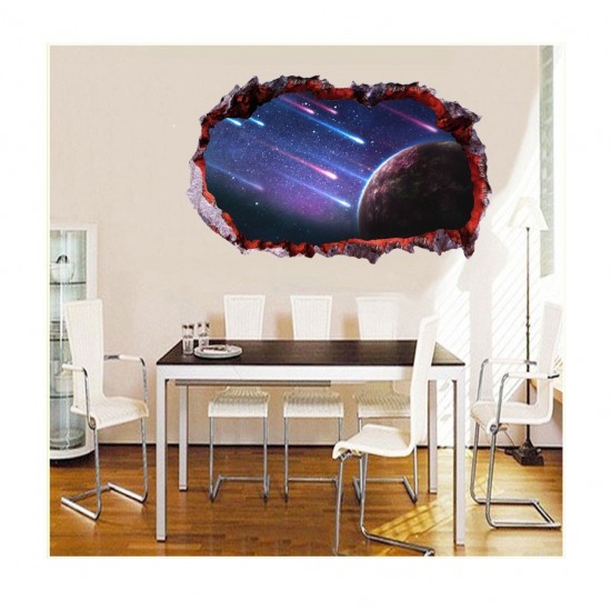 Sticker decorativ, gaura in perete 3D,  Planeta, 85 cm, 1045STK-1