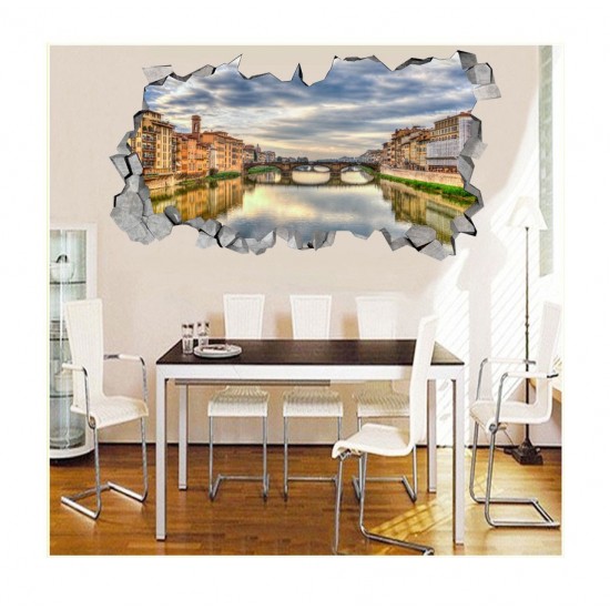 Sticker decorativ, gaura in perete 3D,  Pod, 85 cm, 170STK-1