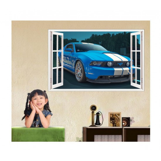 Sticker decorativ masina, Ferestra 3D, 80 cm, 1011STK