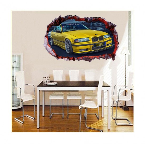 Sticker decorativ masina, Gaura in perete 3D, 80 cm, 1010STK-2
