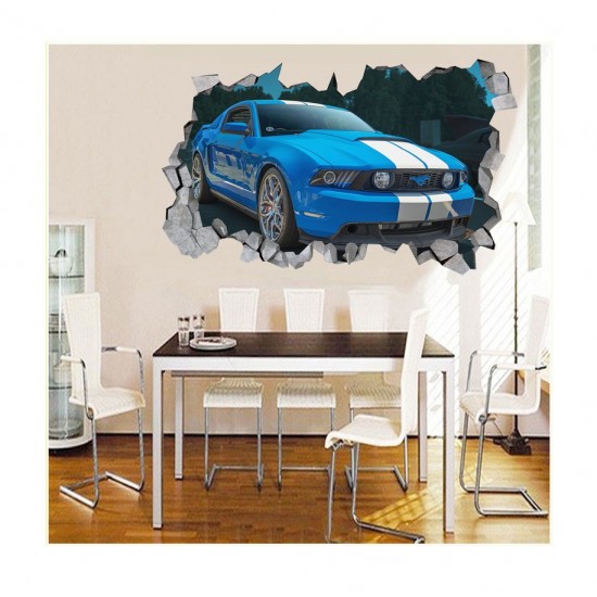 Sticker decorativ masina, Gaura in perete 3D, 80 cm, 1011STK-1