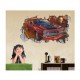 Sticker decorativ masina, Gaura in perete 3D, 80 cm, 1012STK-1