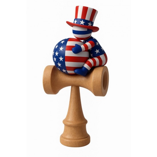 Kendama din lemn natural, Bila lemn + Sticker Waterproof USA pentru telefon, 172KD