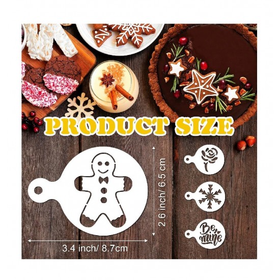 Set 50 de sabloane pentru decorarea parjiturilor, cafea, pentru pictura, Alb, 8.7 cm, A1427