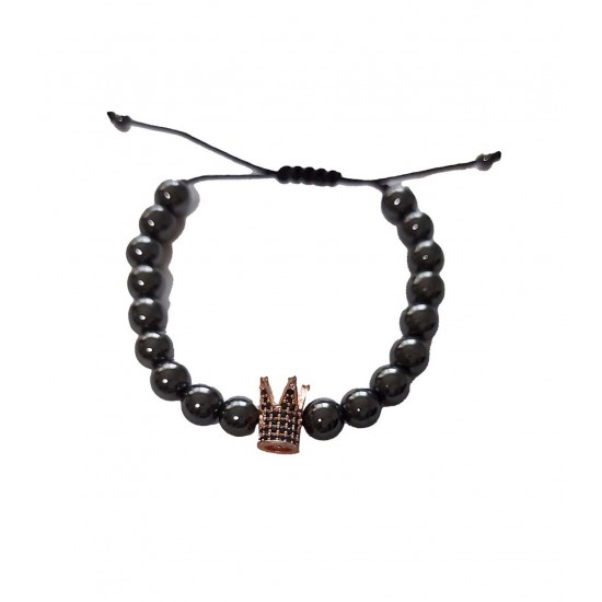 Bratara cu pietre naturale, Onix, Roz auriu, Crown, A4B140-1 Bratara cu pietre naturale, Onix, Roz auriu, Crown, A4B140-1
