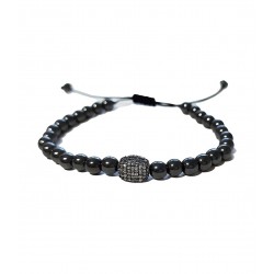 Bratara cu pietre naturale, Onix, Black Charm cu Zirconiu, A4B167