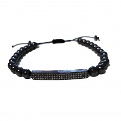 Bratara cu pietre naturale, Onix, Black Stone, A4B170