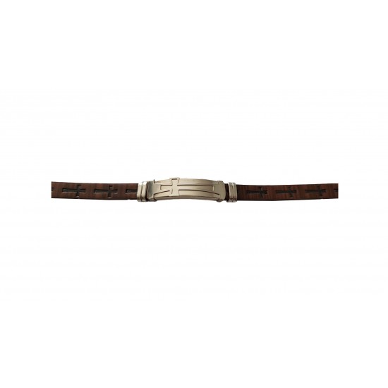 Bratara din piele ecologica, Cruce, Inox, A4B103