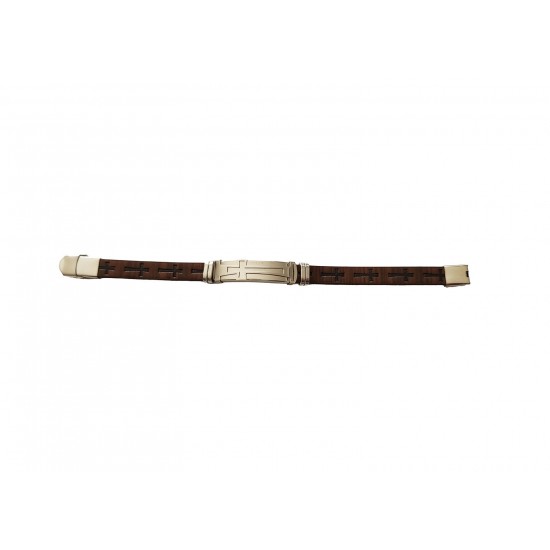 Bratara din piele ecologica, Cruce, Inox, A4B103