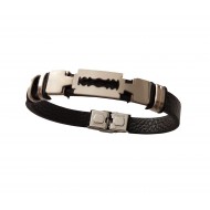 Bratara din piele ecologica, Lama de ras, Inox, A4B86