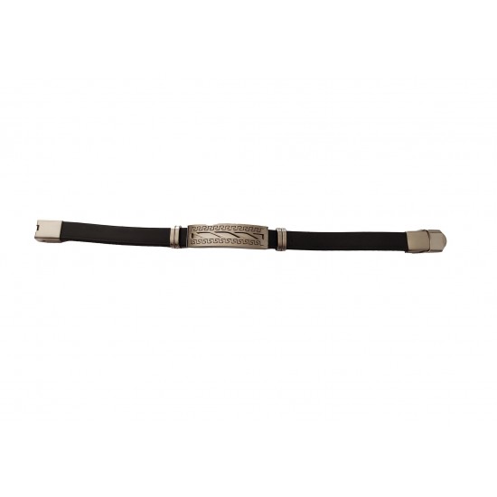Bratara din piele ecologica, Linii, Inox, A4B75