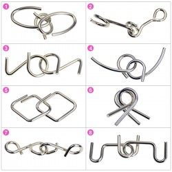 Set  puzzle Brain Twister 8 jocuri din Metal, pentru copii si adolescenti, 9BAFF