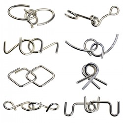 Set  puzzle Brain Twister 8 jocuri din Metal, pentru copii si adolescenti, 9BAFF