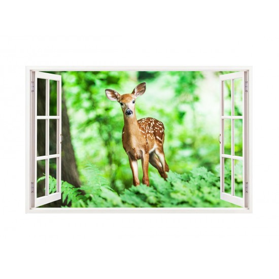 Sticker decorativ, Fereastra 3D, Caprioara, 85 cm, 284STK Sticker decorativ, Fereastra 3D, Caprioara, 85 cm, 284STK