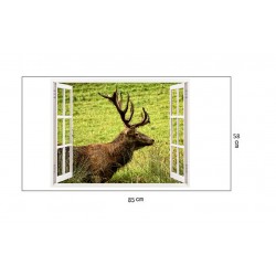 Sticker decorativ, Fereastra 3D, Cerb, 85 cm, 288STK