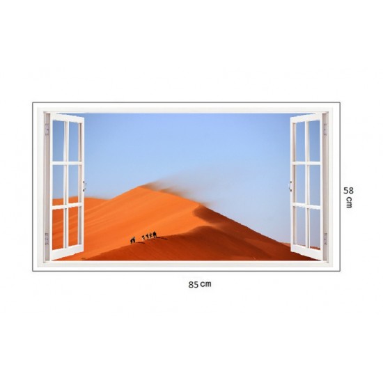 Sticker decorativ, Fereastra 3D, Dune de nisip, 85 cm, 201STK