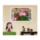 Sticker decorativ, Fereastra 3D, Flori, 85 cm, 333STK