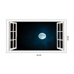 Sticker decorativ, Fereastra 3D, Luna, 85 cm, 197STK
