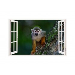 Sticker decorativ, Fereastra 3D, Maimuta, 85 cm, 226STK