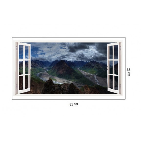 Sticker decorativ, Fereastra 3D, Munti, 85 cm, 199STK Sticker decorativ, Fereastra 3D, Munti, 85 cm, 199STK