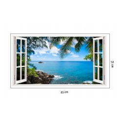 Sticker decorativ, Fereastra 3D, Ocean, 85 cm, 181STK Sticker decorativ, Fereastra 3D, Ocean, 85 cm, 181STK