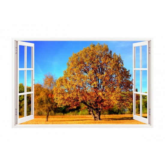 Sticker decorativ, Fereastra 3D, Padure, 85 cm, 320STK