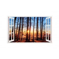 Sticker decorativ, Fereastra 3D, Rasarit, 85 cm, 255STK