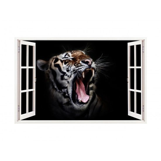 Sticker decorativ, Fereastra 3D, Tigru, 85 cm, 276STK