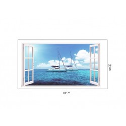 Sticker decorativ, Fereastra 3D ocean, 85 cm, 159STK