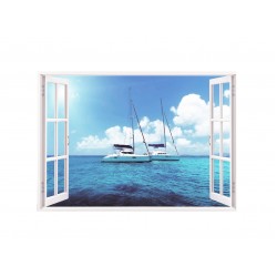 Sticker decorativ, Fereastra 3D ocean, 85 cm, 159STK