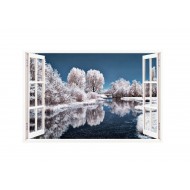 Sticker decorativ, Fereastra 3D winter, 85 cm, 160STK